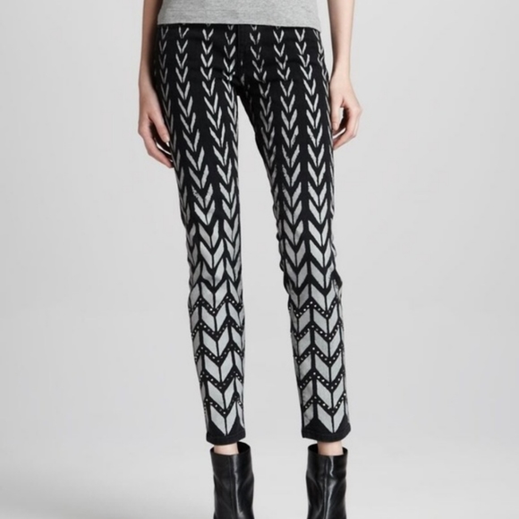 Current/Elliott Denim - Current/Elliott Chevron Skinny Rhinestone Jean
